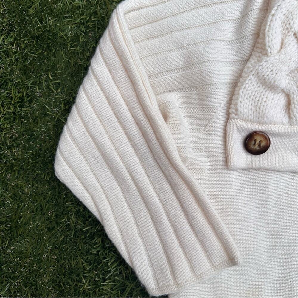 Hawick Cashmere of Scotland Shawl Collar Cable Knit 3/4 Sleeve Sweater Dress M - Picture 6 of 10